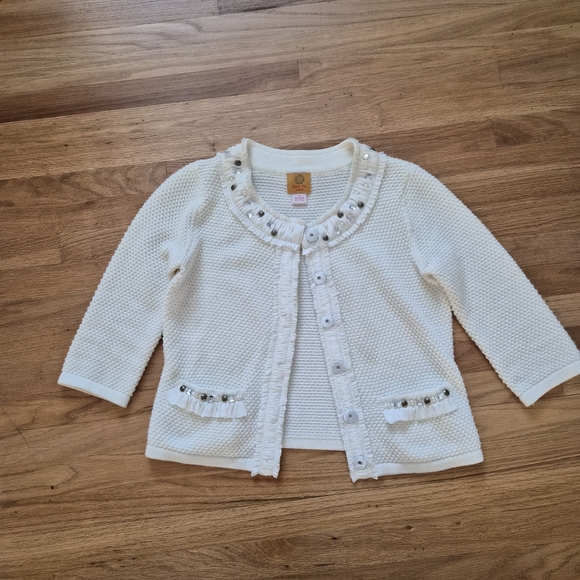Ruby Rd. Cream Cardigan with Ruffle Details - Picture 3 of 9